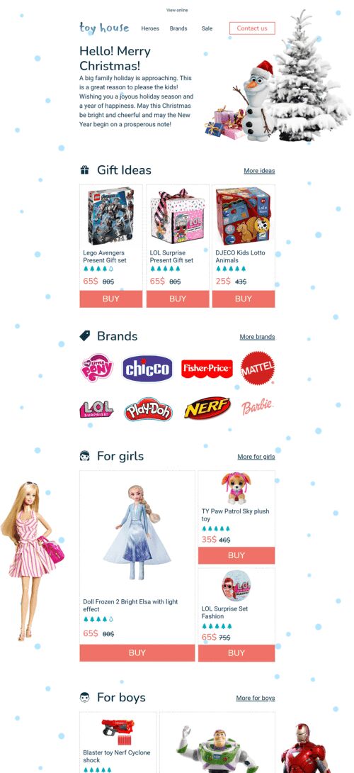 Plantilla de correo electrónico «Casa de juguete» de Navidad para la industria de Productos para niños Vista de móvil