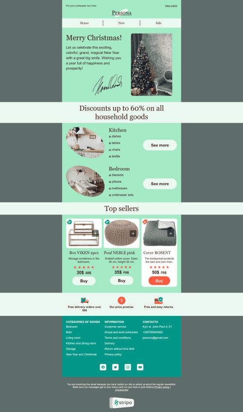 Plantilla de correo electrónico «Persona» de Navidad para la industria de Muebles, interior y bricolaje Vista de móvil