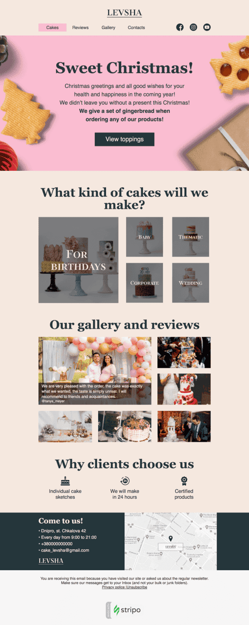 Christmas Email Template «Lefty» for Food industry desktop view