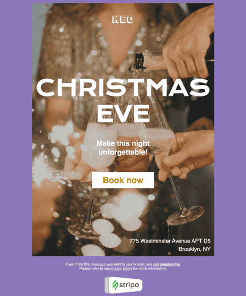 Christmas Email Template «Christmas meeting» for Restaurants industry mobile view
