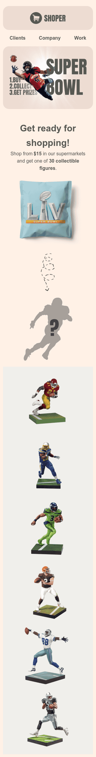 Super Bowl Email Template «Golden Ball» for Sports industry mobile view