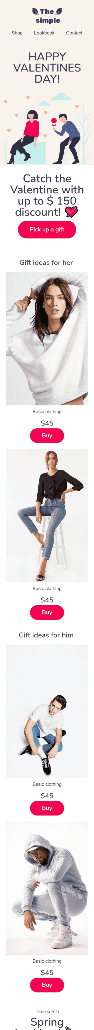 Plantilla de correo electrónico «Lo simple» de Día de San Valentín para la industria de Moda Vista de móvil