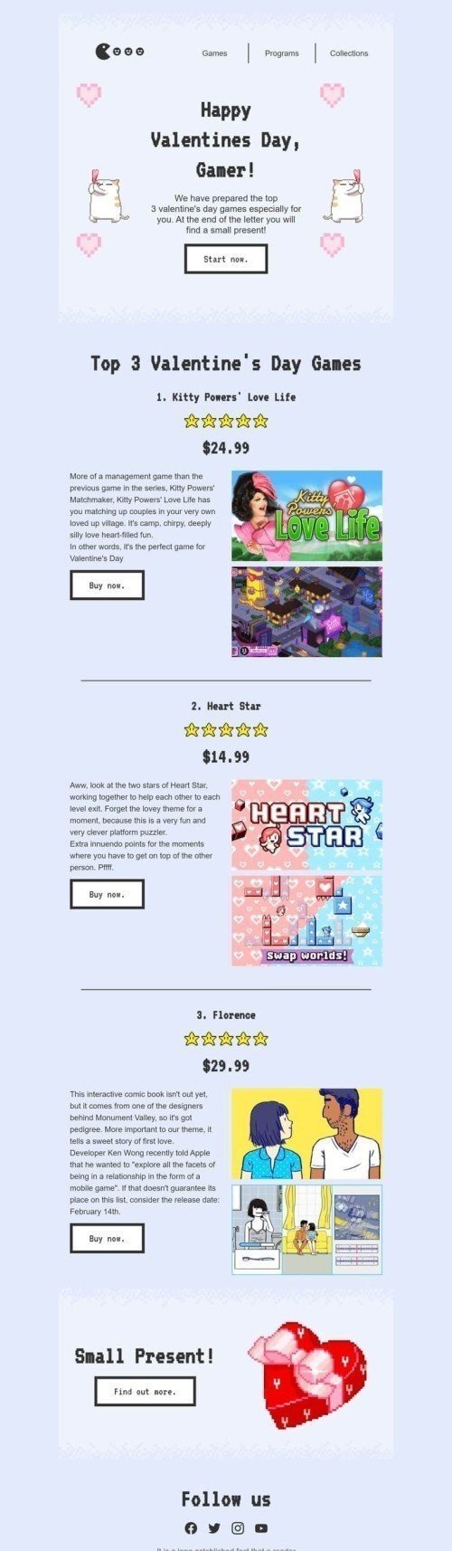 Valentinstag E-Mail-Vorlage «Spieler» für Software & Technologie-Branche Ansicht auf Mobilgeräten