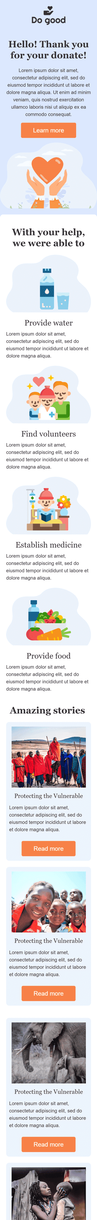 Modèle de courrier électronique Promo «Faire du bien» pour le secteur Association à but non lucratif et caritative Affichage mobile