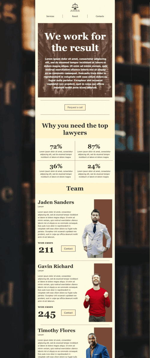 Promo Email Template "Justice" for Legal industrydesktop view