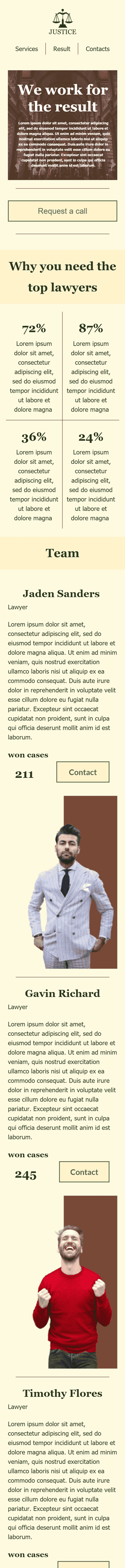 Modello Email Promo «Giustizia» per il settore industriale di Servizi legali Visualizzazione mobile