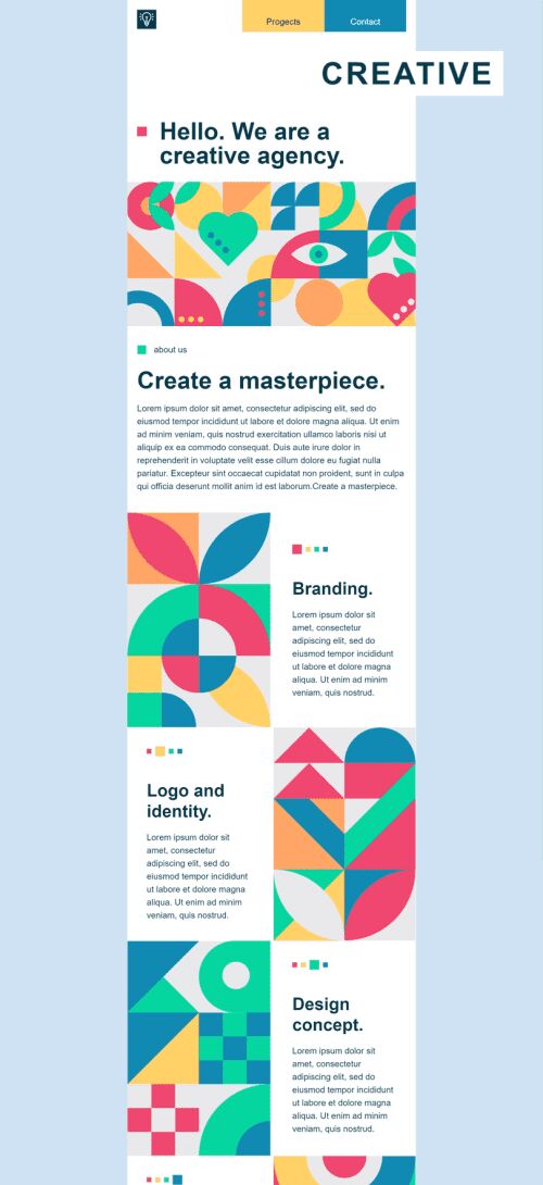 Promo Email Template «Creative agency» for Design industry mobile view