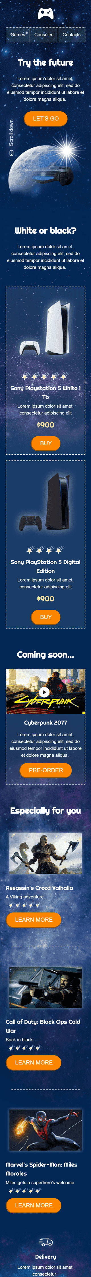 Werbung E-Mail-Vorlage «Versuchen Sie die Zukunft» für Software & Technologie-Branche Ansicht auf Mobilgeräten