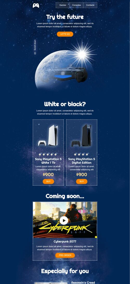 Modelo de E-mail de «Experimente o futuro» de Promoção para a indústria de Software e Tecnologia Visualização de dispositivo móvel