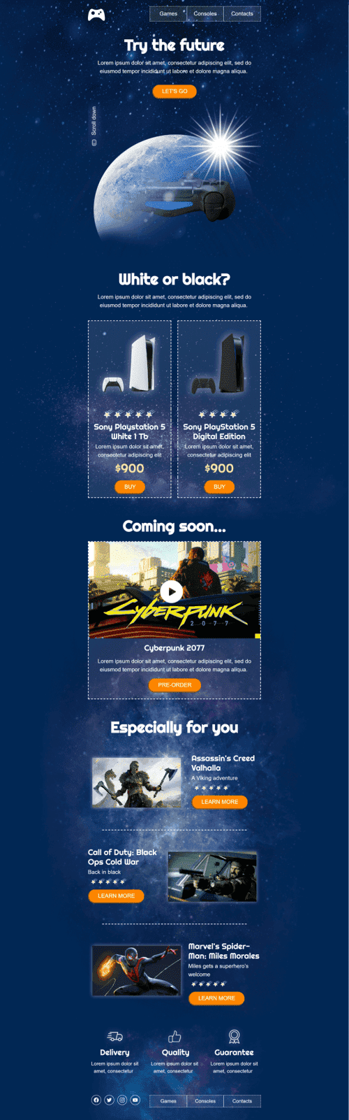 Промо шаблон листа «Спробуйте майбутнє» для індустрії «ПЗ та Технології» мобільний вигляд