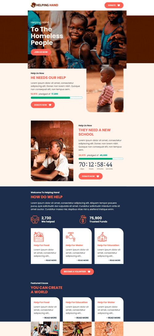 Plantilla de correo electrónico «Mano amiga» de Promoción para la industria de Sin fines de lucro y caridad Vista de móvil