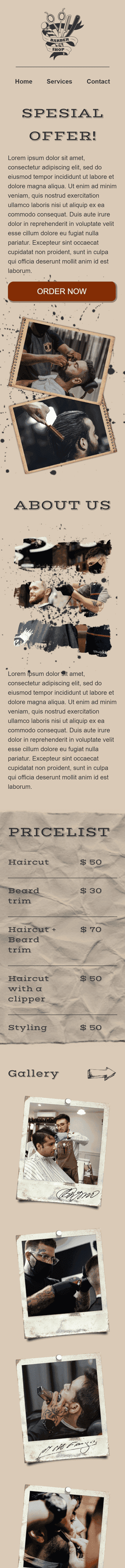 Промо шаблон письма «Парикмахерская» для индустрии «Косметика» мобильный вид