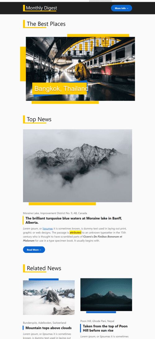 Email Digest Email Template «Smart Digest» for Publications & Blogging industry mobile view