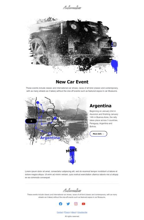 Events Email Template «New Rally» for Auto & Moto industry mobile view
