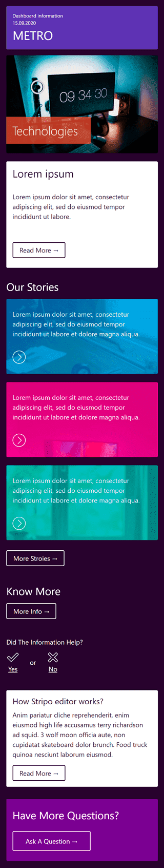 Modello Email Sondaggi e feedback «Sondaggio e feedback» per il settore industriale di Software e tecnologia Visualizzazione mobile