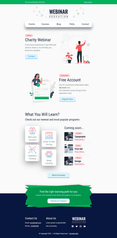Шаблон письма «Безвозмездные Знания» тематики Приглашение для индустрии «Некоммерческая и благотворительная деятельность» дектопный вид