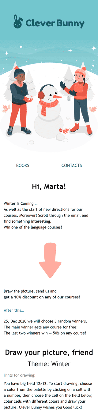 Промо шаблон листа «Розумний Зайчик» для індустрії «Книги, Подарунки, Канцелярські товари» мобільний вигляд