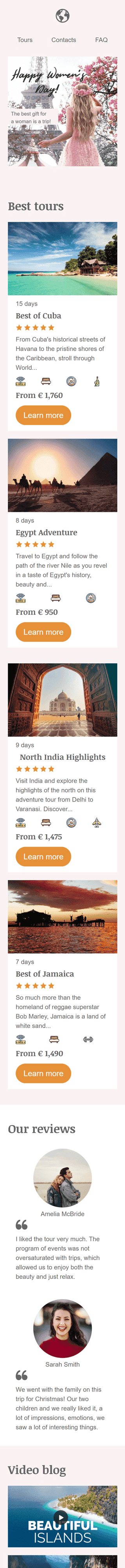 Modello Email Festa della donna «Miglior regalo» per il settore industriale di Turismo Visualizzazione mobile