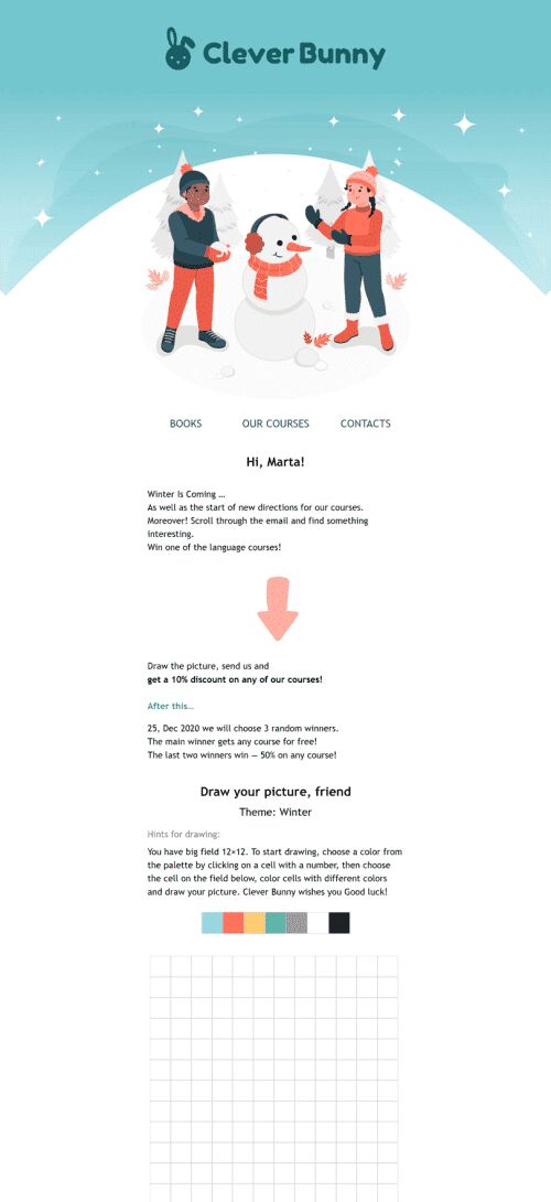 Modello Email Promo «Coniglietto intelligente» per il settore industriale di Libri, regali e cancelleria Visualizzazione mobile