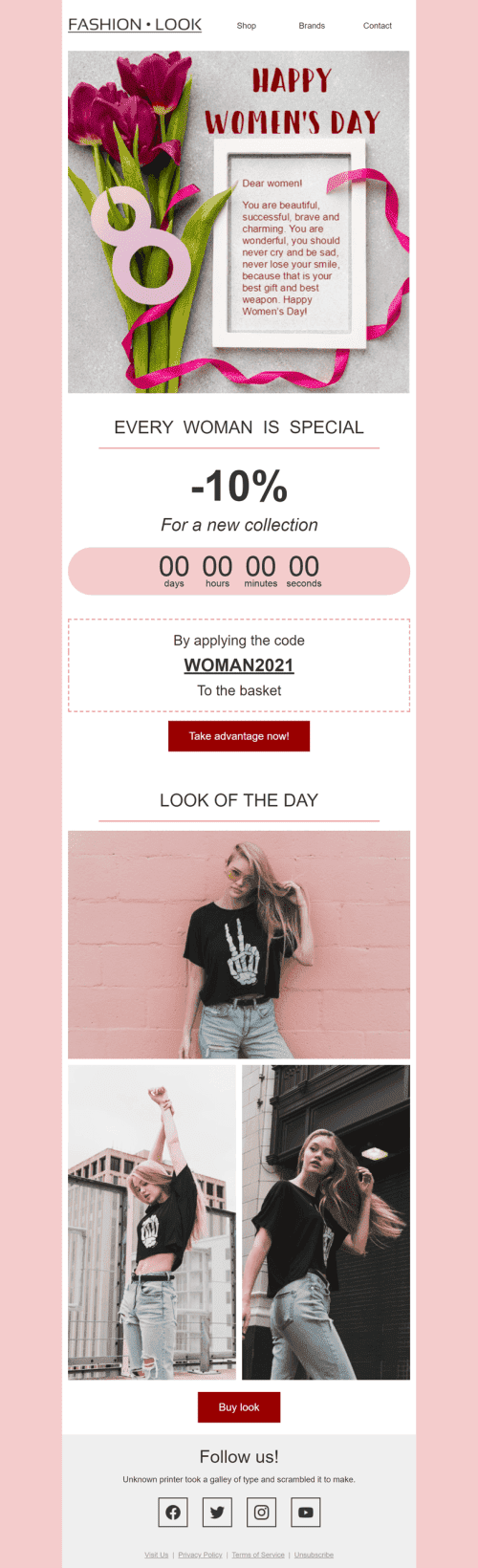 Plantilla de correo electrónico «Look de moda» de Día de la Mujer para la industria de Moda Vista de móvil