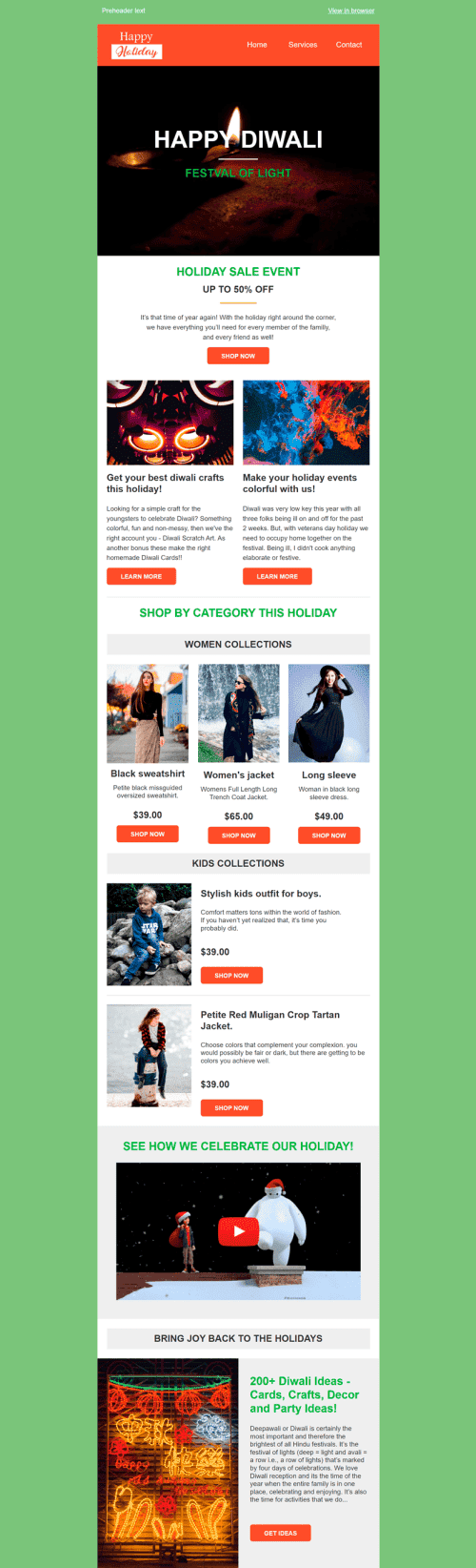 Diwali Email Template «Holiday Sale » for Fashion industry desktop view
