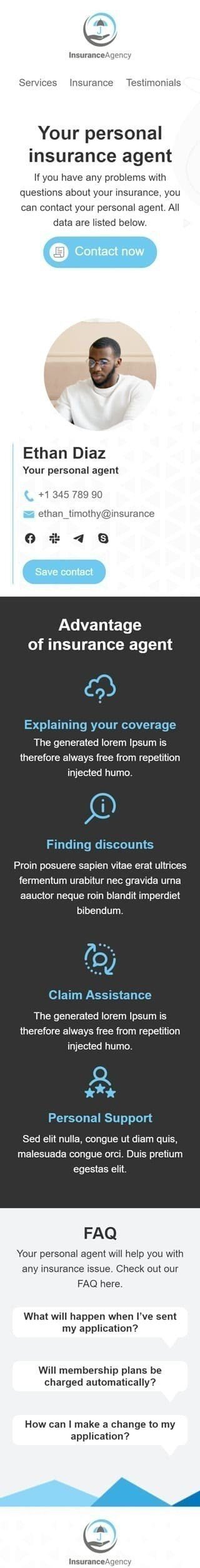 Modelo de E-mail de «Assistente Pessoal» de Alertas e Notificações para a indústria de Seguro Visualização de dispositivo móvel