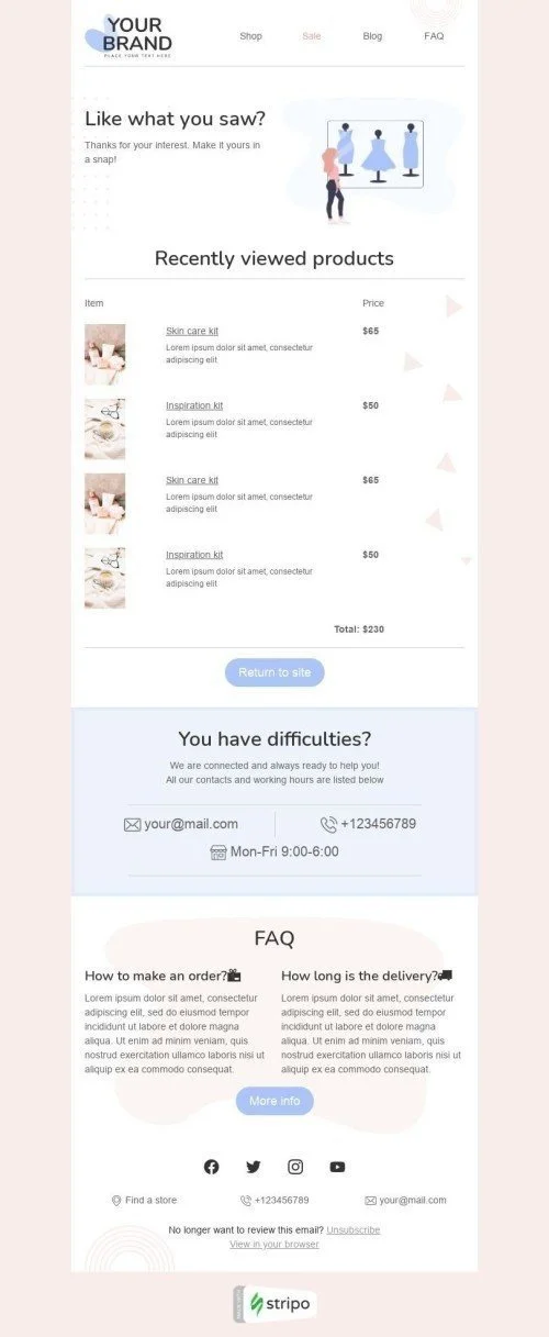 Retargeting Email Template «Recently viewed» for Fashion industry
