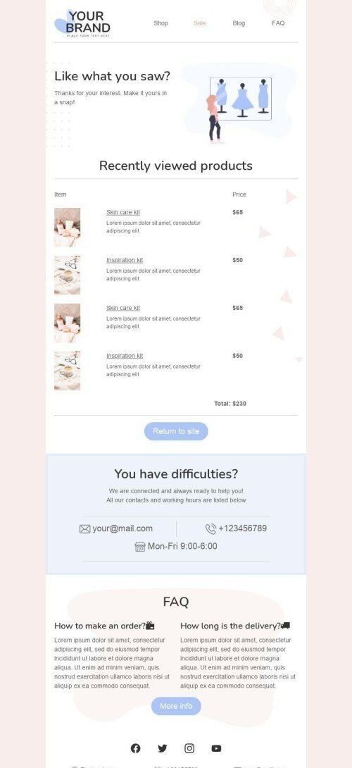 Plantilla de correo electrónico «Visto recientemente» de Retargeting para la industria de Moda Vista de móvil