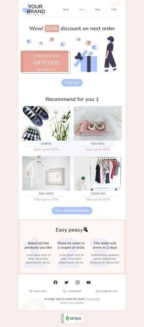 Retargeting Email Template «Gift code» for Fashion industry