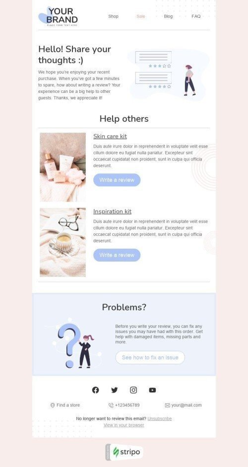 Retargeting Email Template «Help others» for Fashion industry mobile view