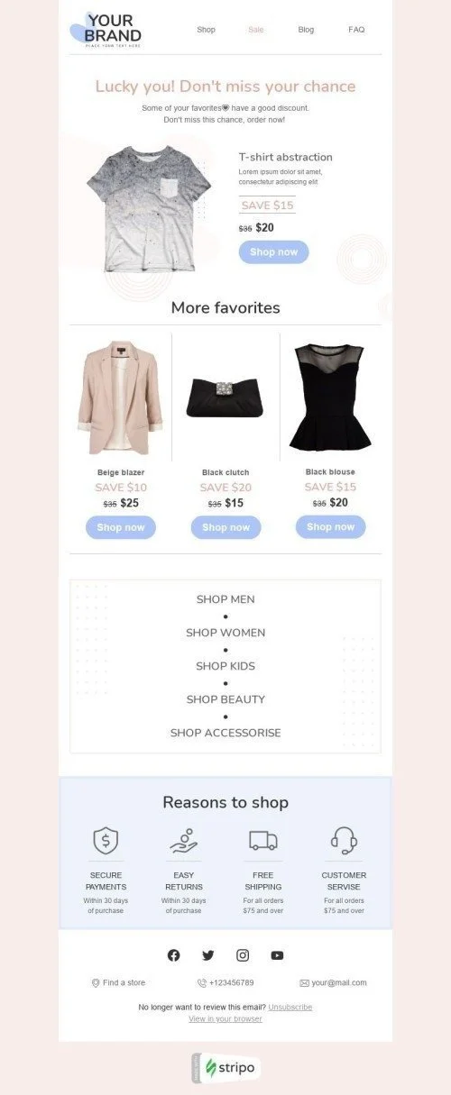 Retargeting Email Template «Don't miss your chance» for Fashion industry