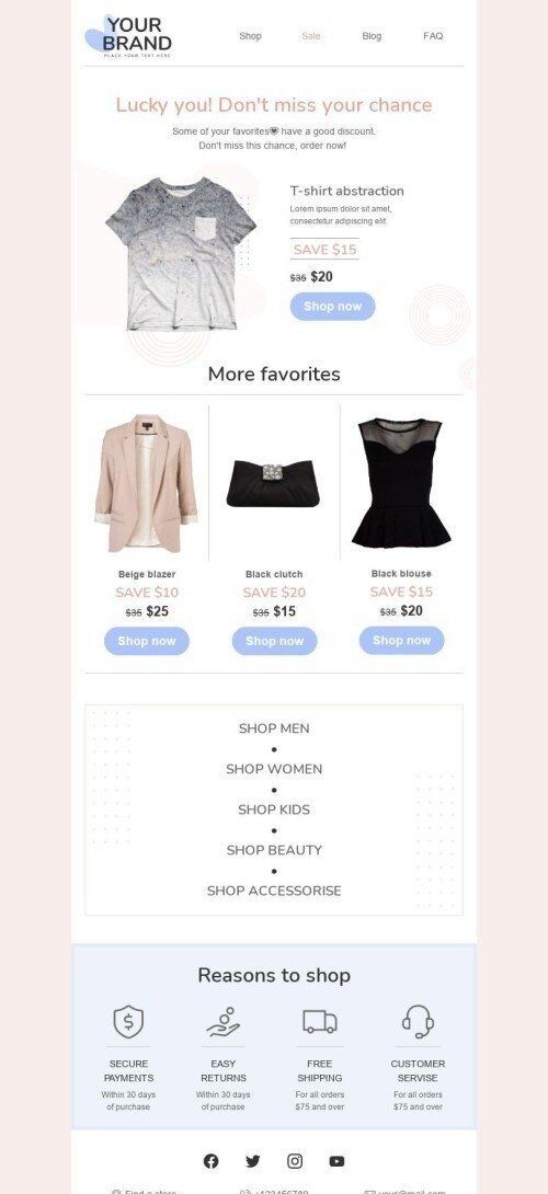 Retargeting Email Template «Don't miss your chance» for Fashion industry mobile view