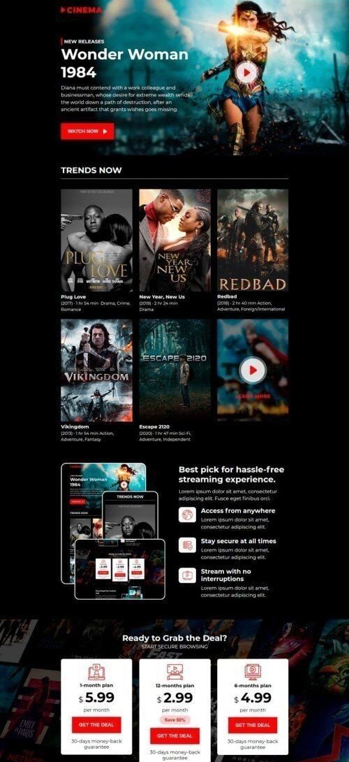 Plantilla de correo electrónico «Cine en casa» de Promoción para la industria de Películas Vista de móvil
