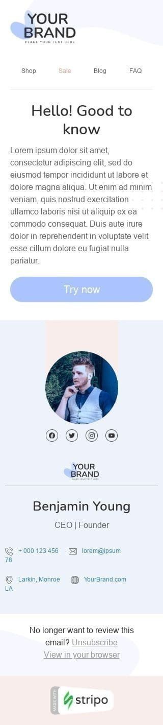 Modelo de E-mail de «A tua marca» de Promoção para a indústria de Moda Visualização de dispositivo móvel