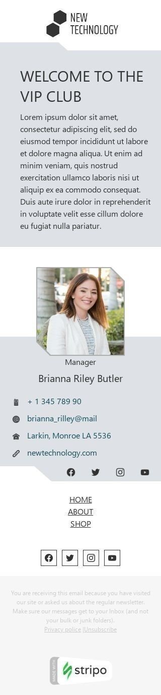 Modello Email Promo «Club VIP» per il settore industriale di Software e tecnologia Visualizzazione mobile