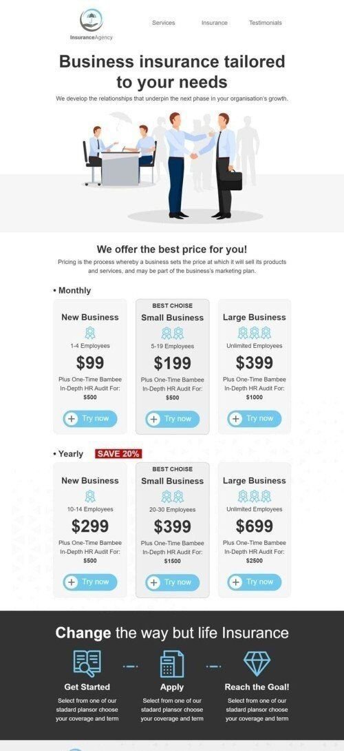Modelo de E-mail de «Nova oferta» de Promoção para a indústria de Seguro Visualização de dispositivo móvel