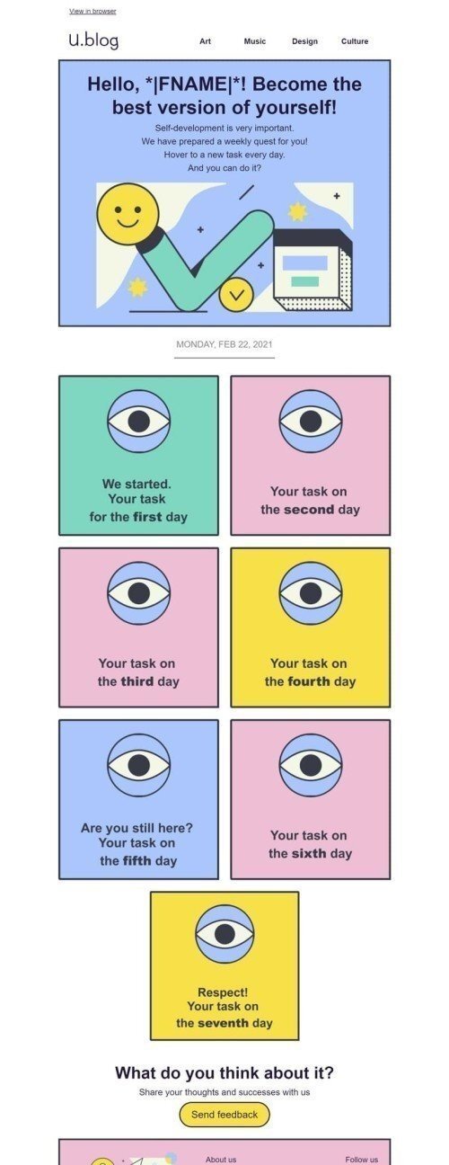 Промо шаблон листа «Самовдосконалення» для індустрії «Публікації та Блог» мобільний вигляд