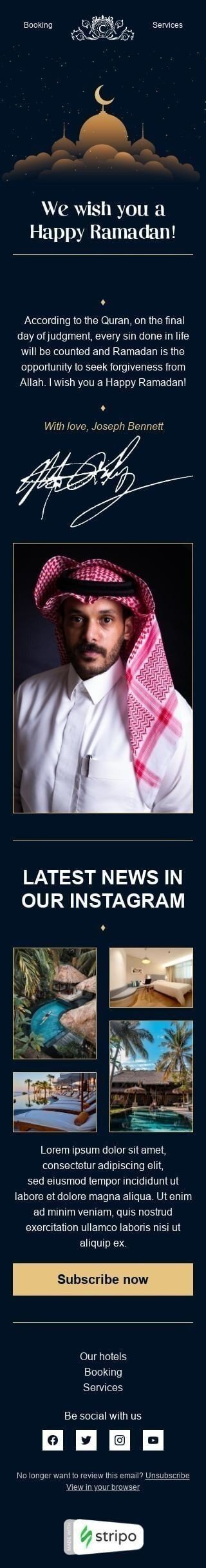 Modello Email Ramadan «Hotel di lusso» per il settore industriale di Hotel Visualizzazione mobile