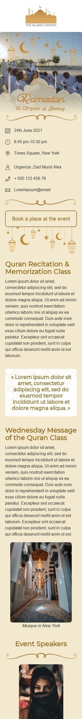 Ramadan Email Template «Month of Blessing» for Church industry mobile view