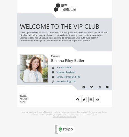 Werbung E-Mail-Vorlage «VIP-Club» für Software & Technologie-Branche Ansicht auf Mobilgeräten