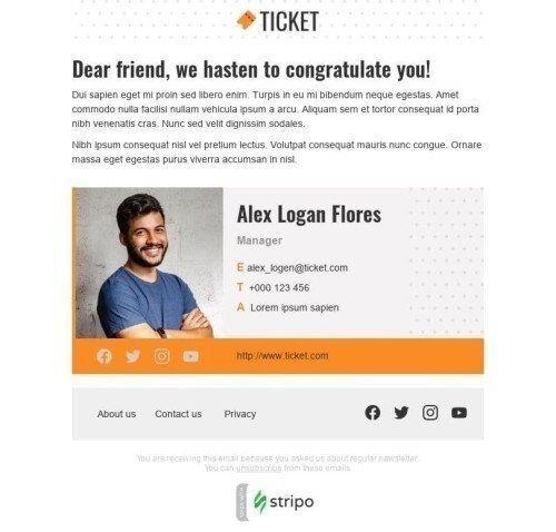 Werbung E-Mail-Vorlage «Ticketverkauf» für Sport-Branche Ansicht auf Mobilgeräten