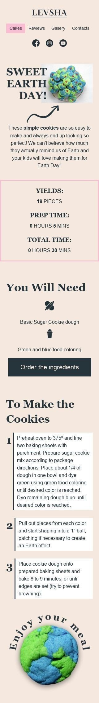 Modello Email Giorno della Terra «Fare i biscotti» per il settore industriale di Cibo Visualizzazione mobile