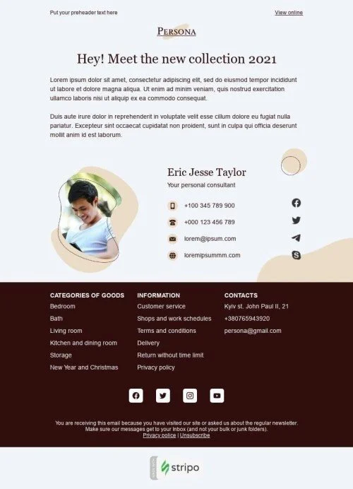 Promo Email Template «Meet the new collection» for Furniture, Interior & DIY industry