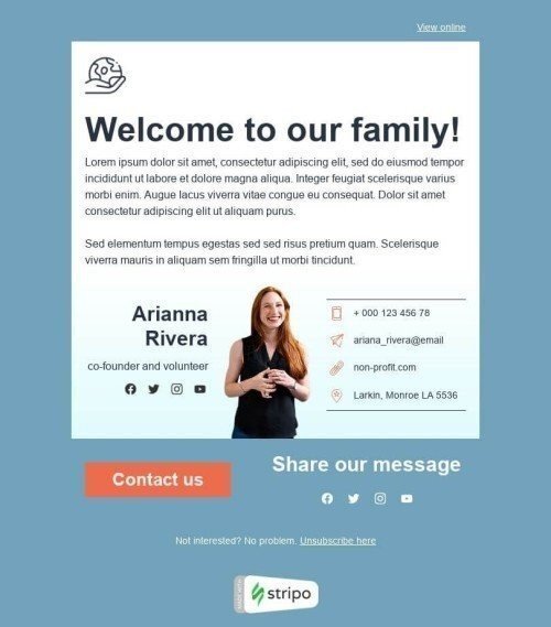 Promo Email Template «Part of the family» for Nonprofit industrydesktop view