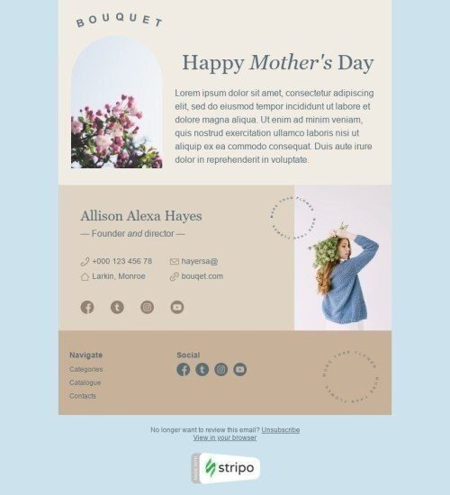 Werbung E-Mail-Vorlage «Mach deine Mutter glücklich» für Geschenkartikel & Blumen-Branche Desktop-Ansicht