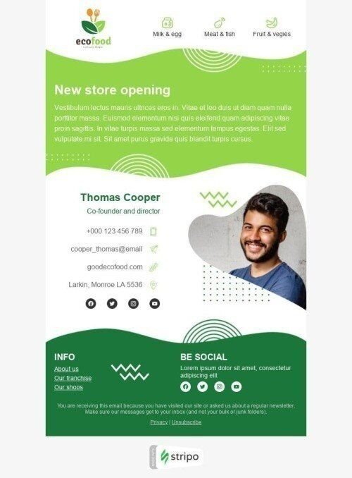 Promo Email Template «Store opening» for Organic & Eco Goods industry mobile view