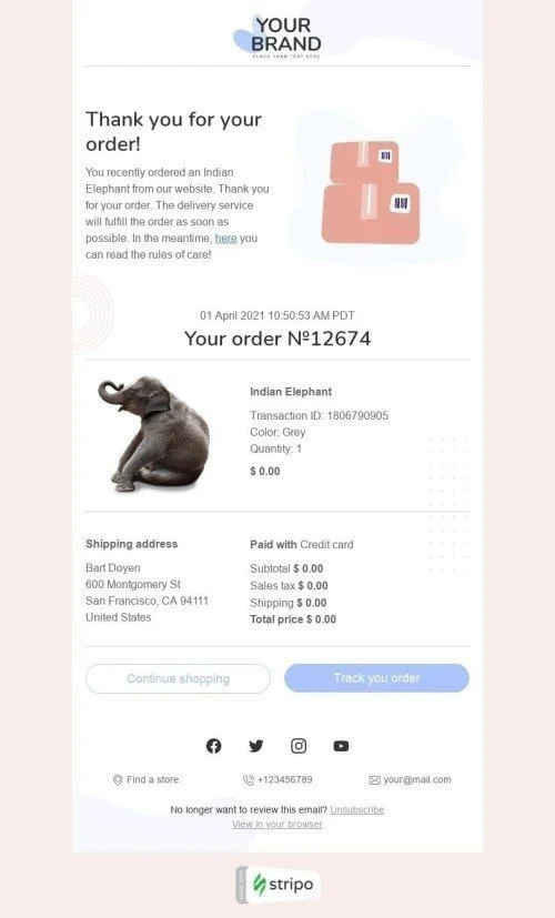 April Fools' Day Email Template «Prank with order» for Fashion industry