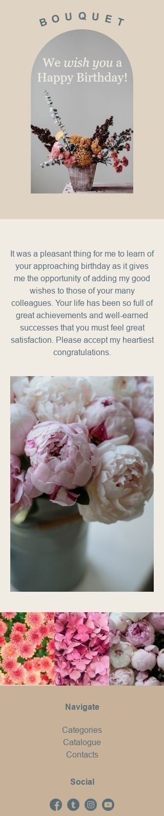 Modèle de courrier électronique Anniversaire «Fleurs éternelles» pour le secteur Cadeaux & Fleurs Affichage mobile