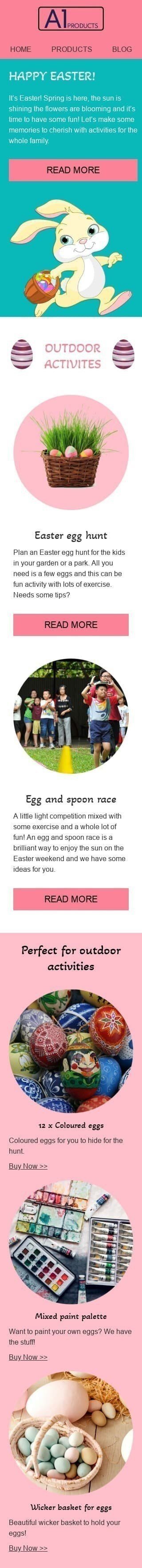 Modello Email Pasqua «Aspettando la Pasqua» per il settore industriale di Prodotti fatti a mano Visualizzazione mobile