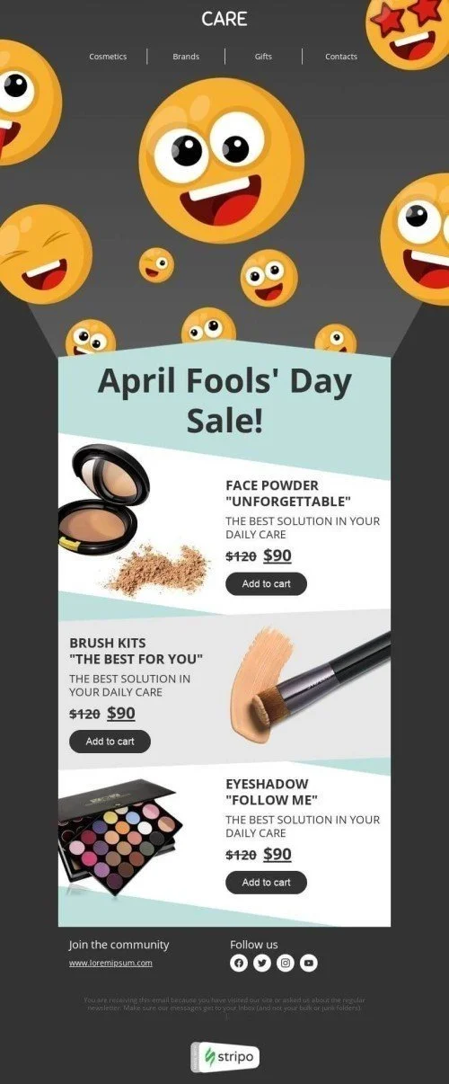 April Fools' Day Email Template «April Fool's Day sale» for Beauty & Personal Care industry